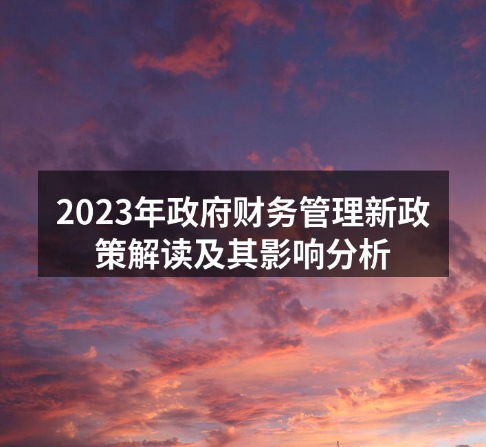2023年政府财务管理新政策解读及其影响